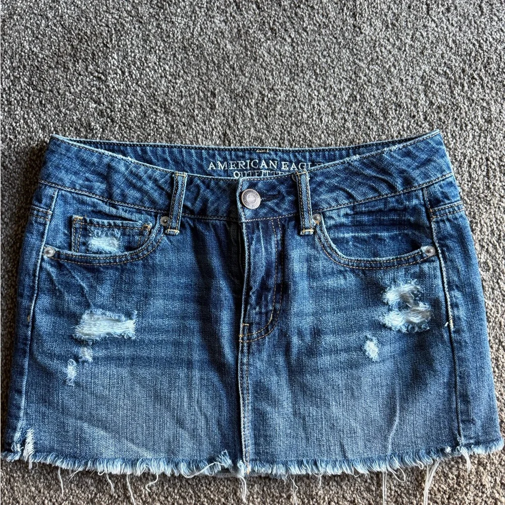 American Eagle Outfitters Ripped Blue Mini Skirt - Picture 1 of 2